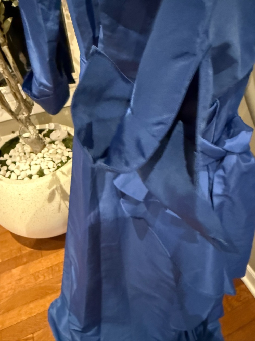 Betsy & Adam
Plus Belted Ruffle Front Ball Gown - Picture 8 of 13